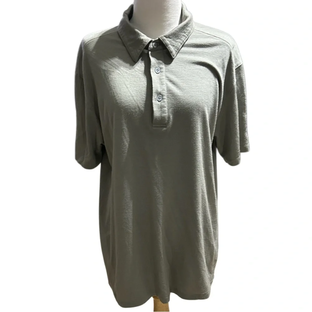 IBEX MERINO WOOL GRAY POLO SHIRT SIZE L - Picture 2 of 5